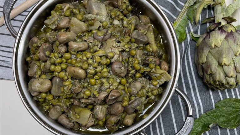 La super minestra: pasta con fave, piselli e carciofi. Un tripudio di sapori!